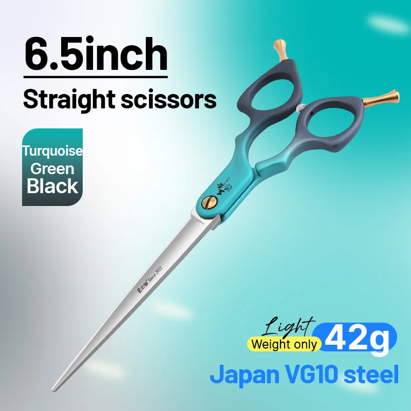 Fenice Advanced 6,5/7,0 Zoll JPVG10 Stahl Bunte Fellschere für Hunde, Schnitt-/gebogene Schere mit hochwertigem Legierungsgriff 5