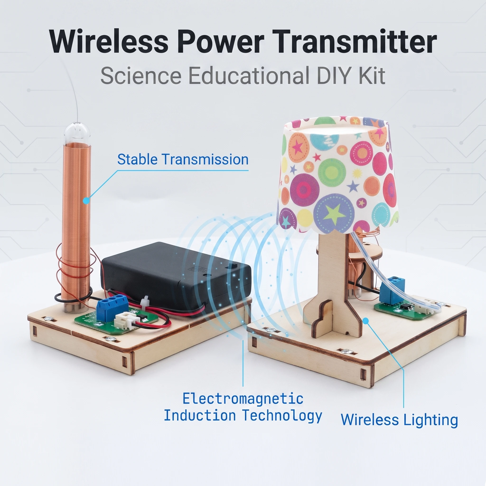 Kit d'expérimentation scientifique de transmission de puissance sans fil DIY, modèle d'assemblage de physique STEM, cadeau éducatif fait main pour enfants