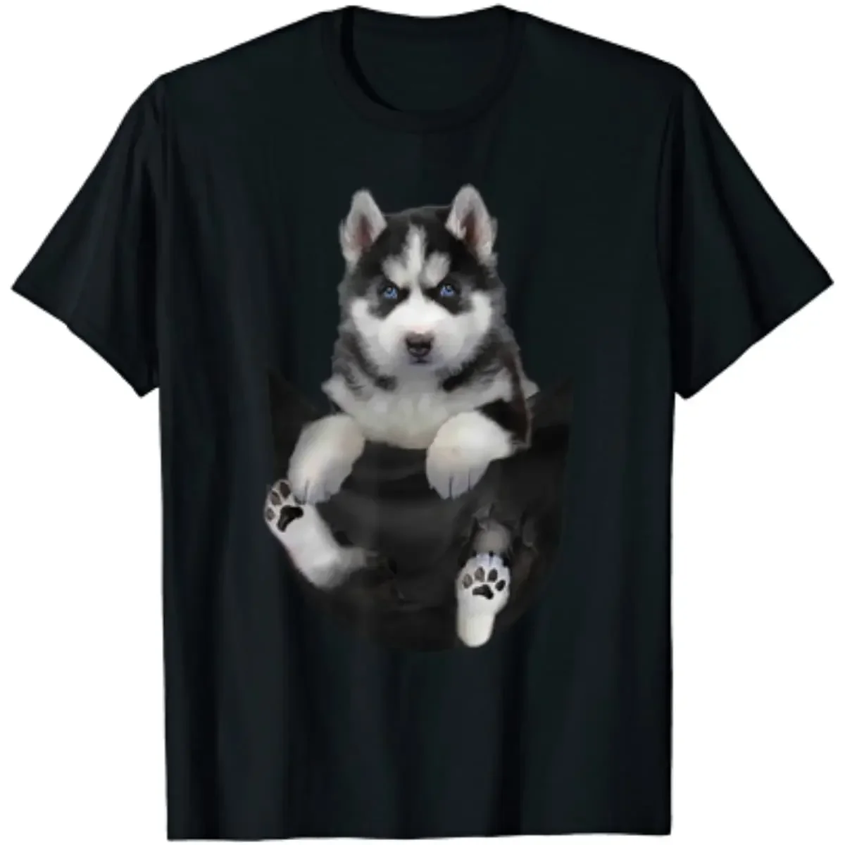 

Puppy In Pocket Funny Design Husky Dog Lover Gift T-Shirt Short Sleeve Casual 100% Cotton O-Neck Summer Mens T-shirt Size S-3XL