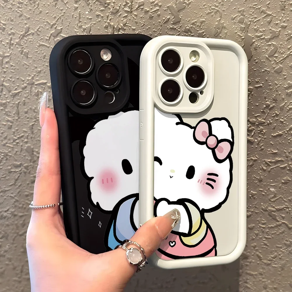 Hello Kitty Lovers Avatar Phone Case for Huawei P50 P40 P30 P20 Mate 40 30 20 Nova 10 9 7 Y70 Pro Plus Soft TPU Ladder Cover