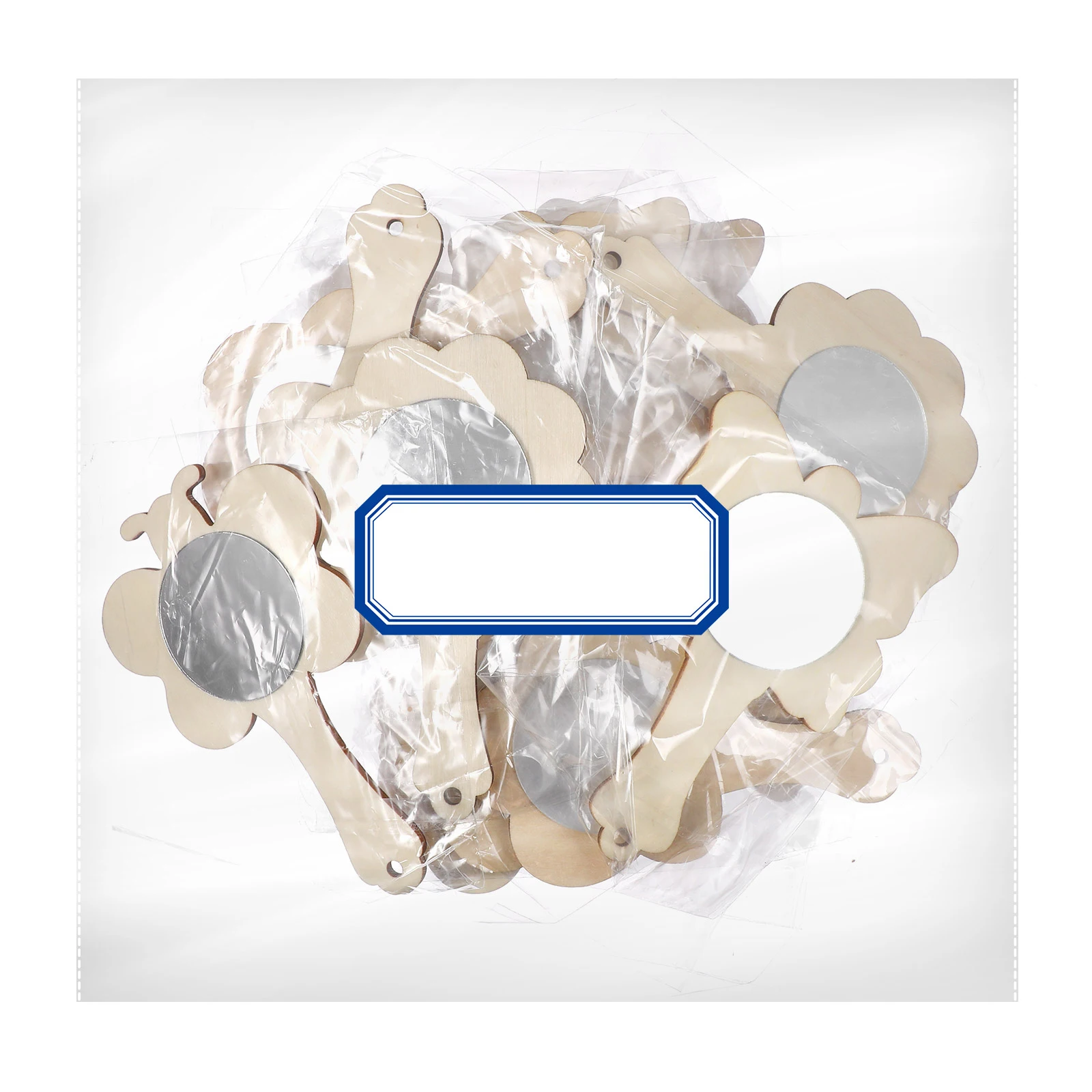 18 قطعة من المرايا الخشبية المحمولة غير المكتملة، مجموعة ديكور للمرايا الخشبية الصغيرة للأطفال