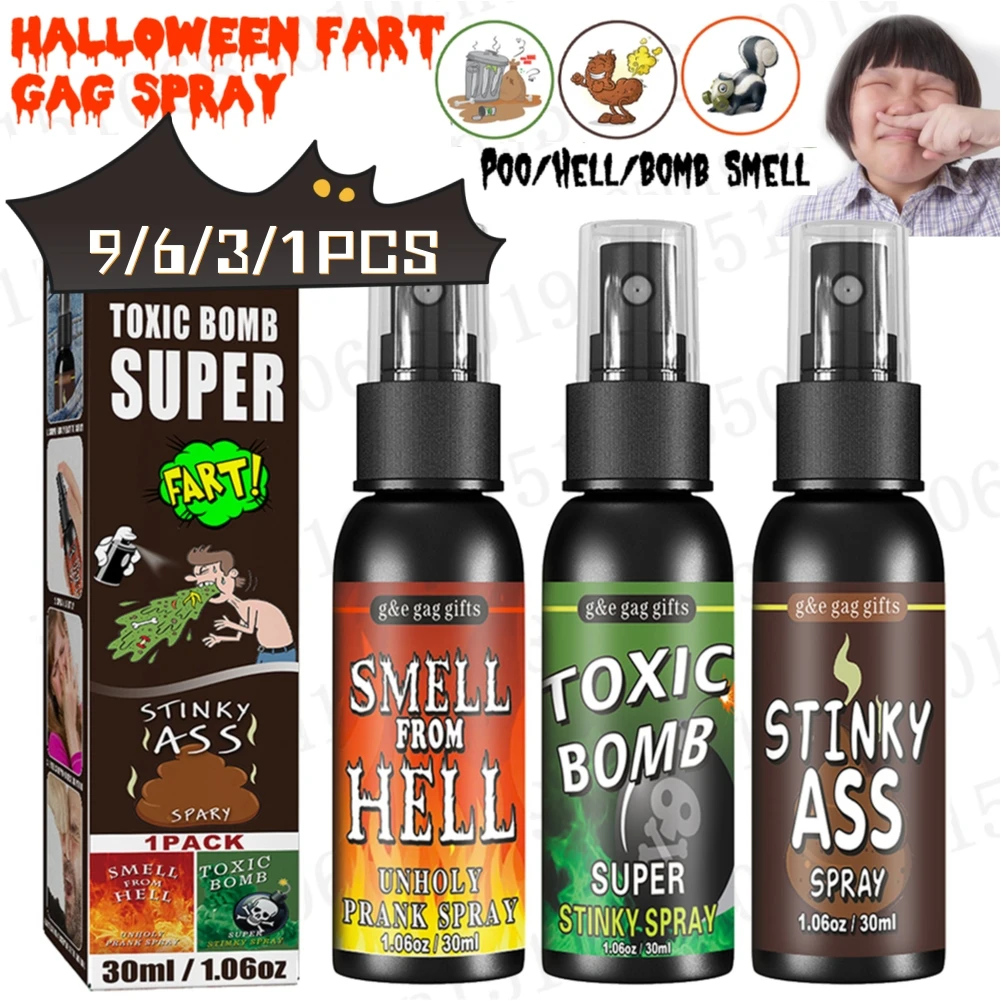30ml Fart Spray Prank Joke Plastic Fart Gag Spray Party Supplies Spoof Odor Spray for Adults Non Toxic Halloween Prop 1-9PCS