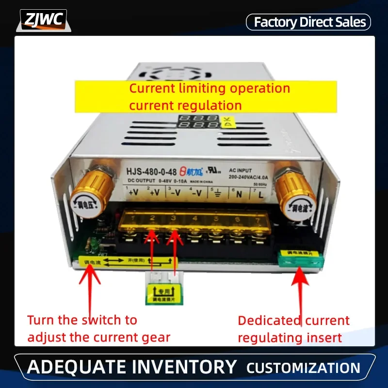 Corrente di limitazione di tensione regolabile corrente 480W Display digitale alimentatore Switching 24V/36V/48V/80V/120V/160V/220V/5V/12V