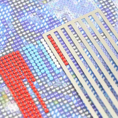 DIY Diamond Painting Ruler Textured Grid Tool Non-Slip Ruler for Diamond Art Ruler Metal Straight Drill Ruler