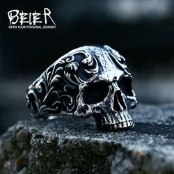 BEIER 2023 New Special Design 316L Stainless Steel Calvarium Skull Ring Pattern Biker Punk Cool Men's Ring Gothic Jewelry