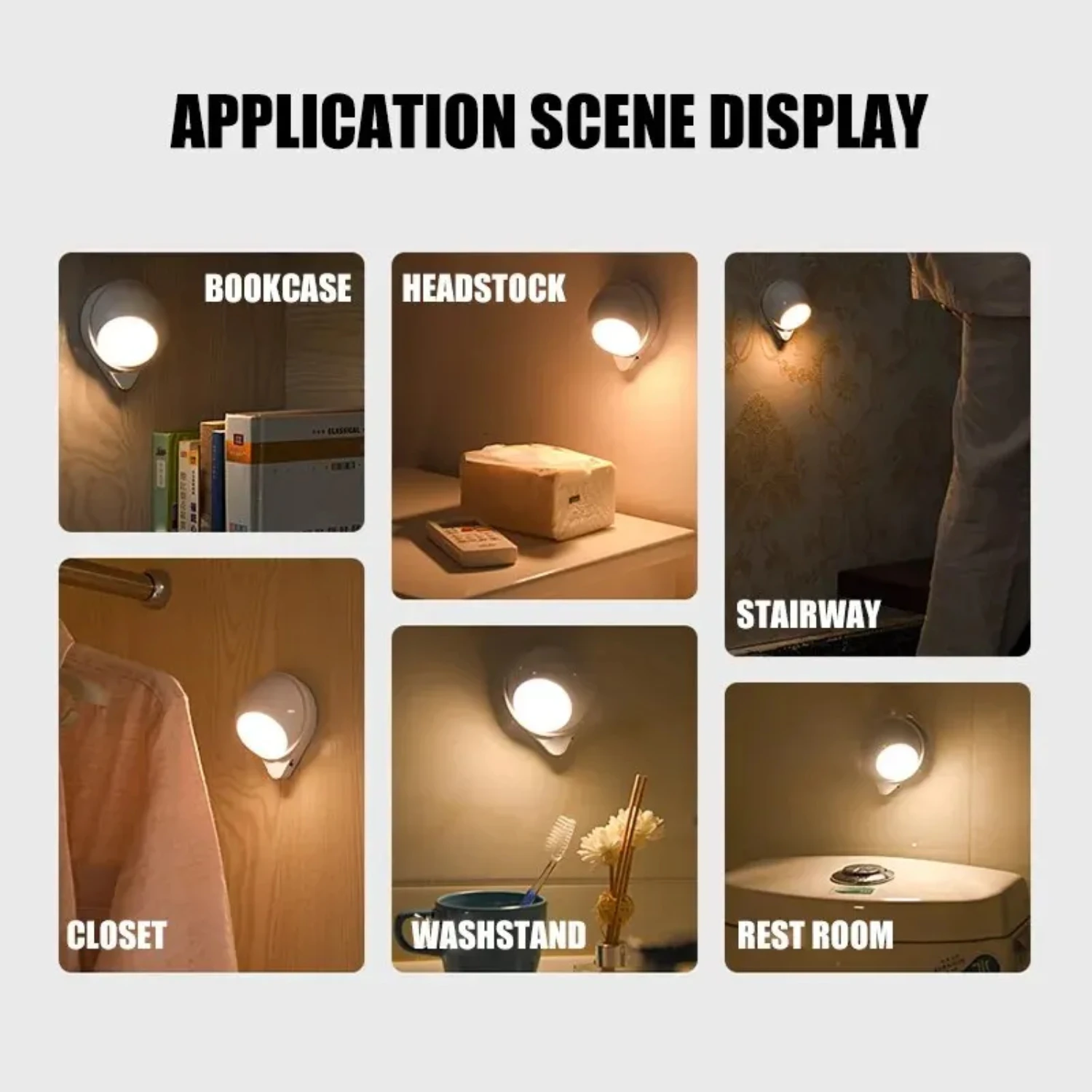 New Rotatable Night Light Mini Wall Light Induction Lamp Hanging Lamp  Beside Closet Wardrobe Light Switch