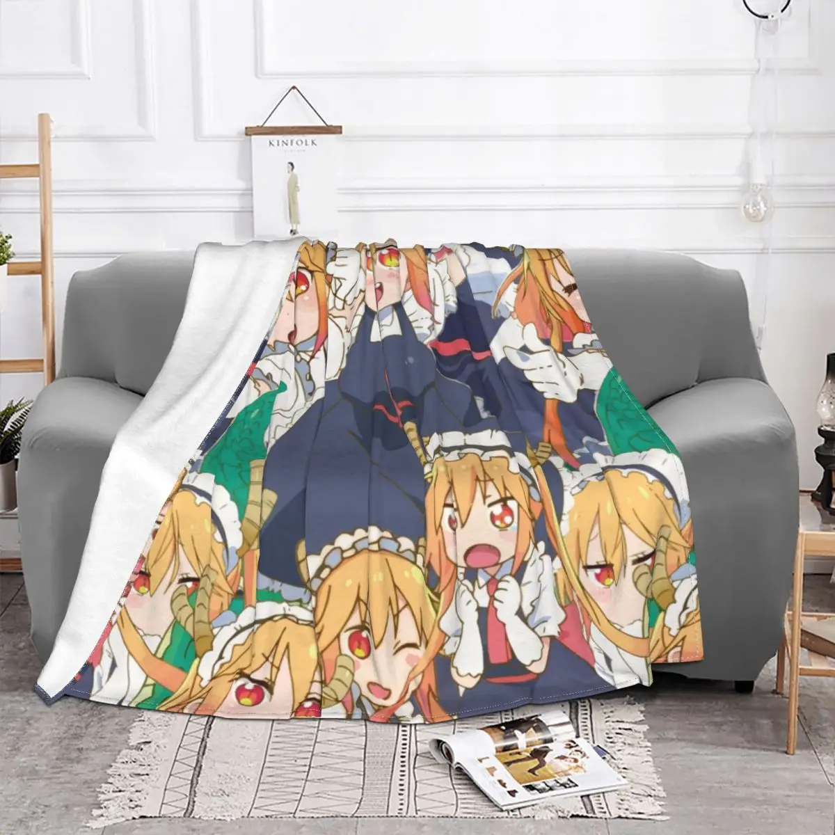 Tohru Blankets Fleece Spring/Autumn Anime Multifunction Soft Throw Blankets for Bed Travel Bedspread