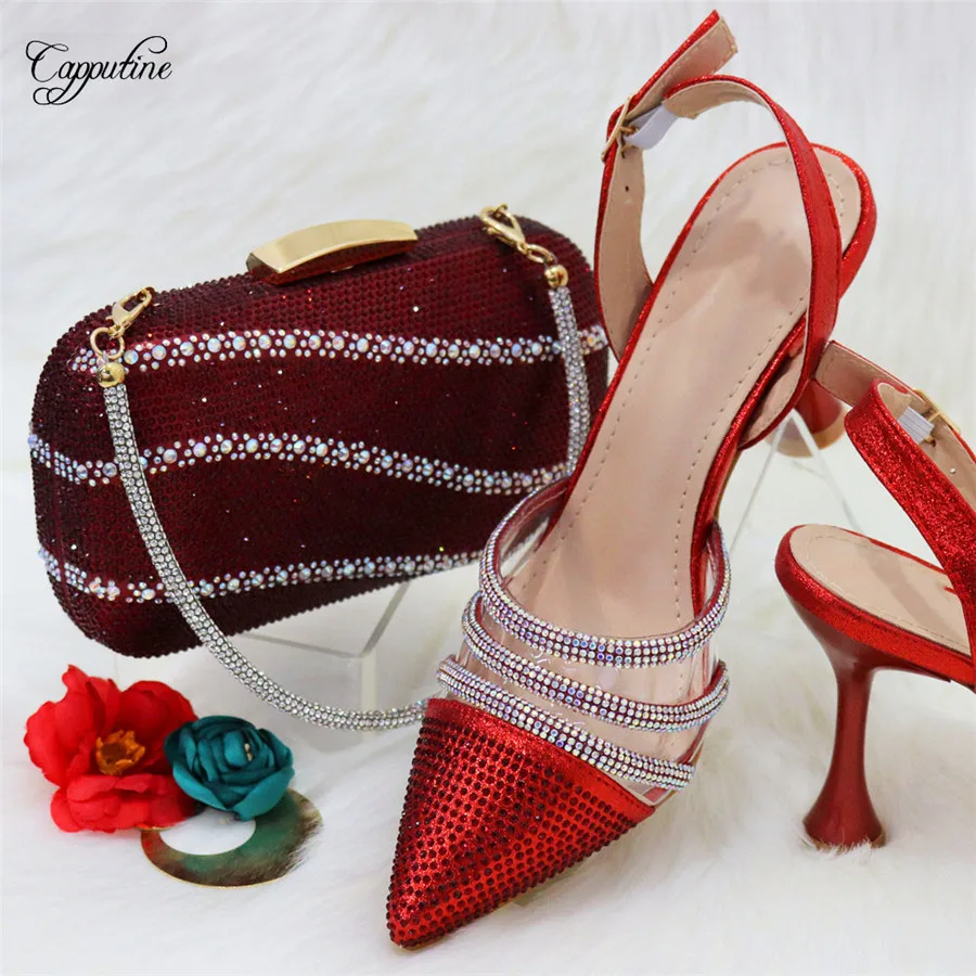 Silver Women Shoes And Bag Set To Match 2024 African Ladies High Heels Pumps With Handbag Sandals Clutch Escarpins Femme CR381