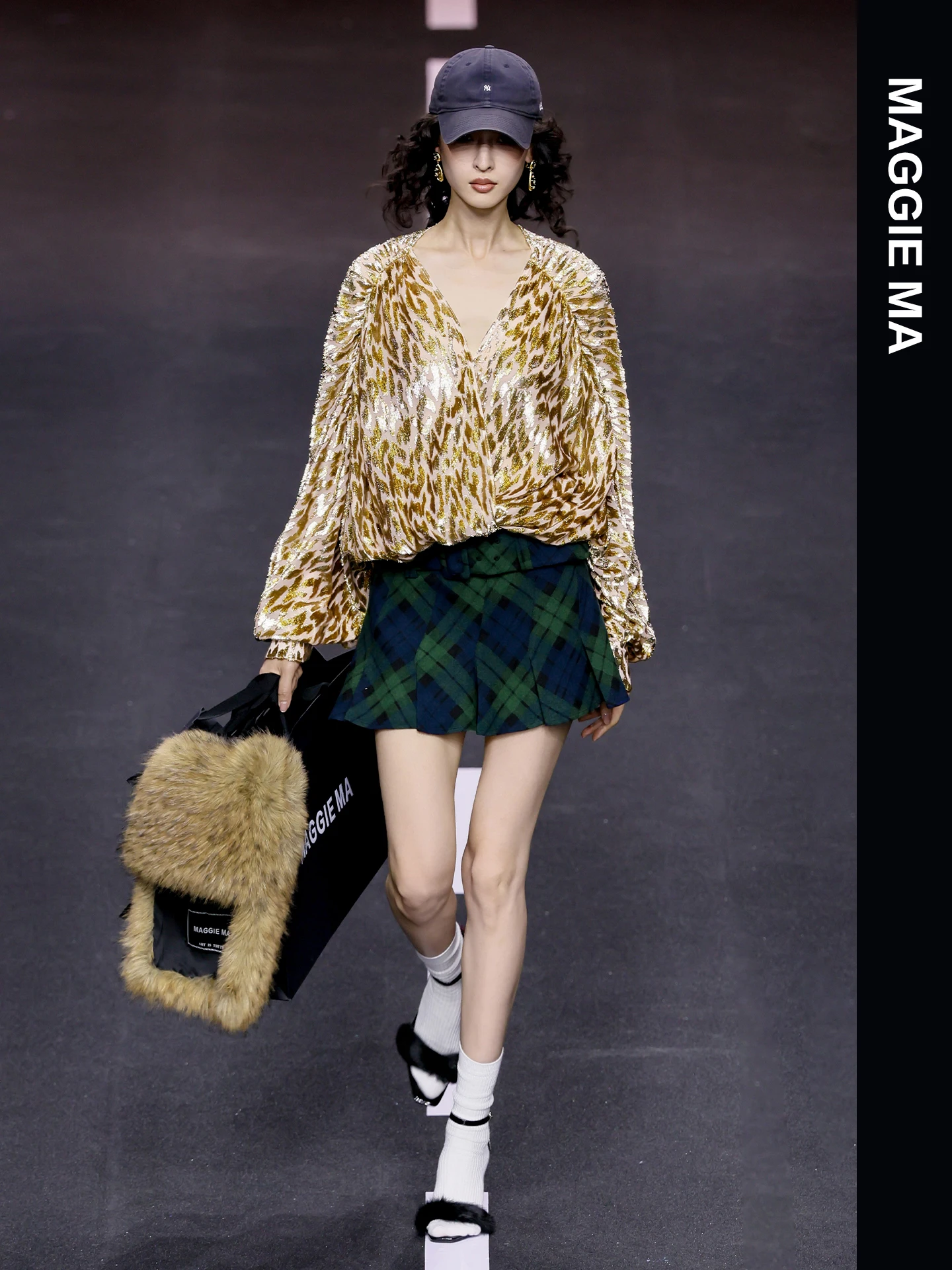 

Юбка Maggie Ma в клетку А-силуэта, утягивающая, с завышенной талией, из смесовой шерсти и хлопка, весна 2026, женская модная юбка средней длины