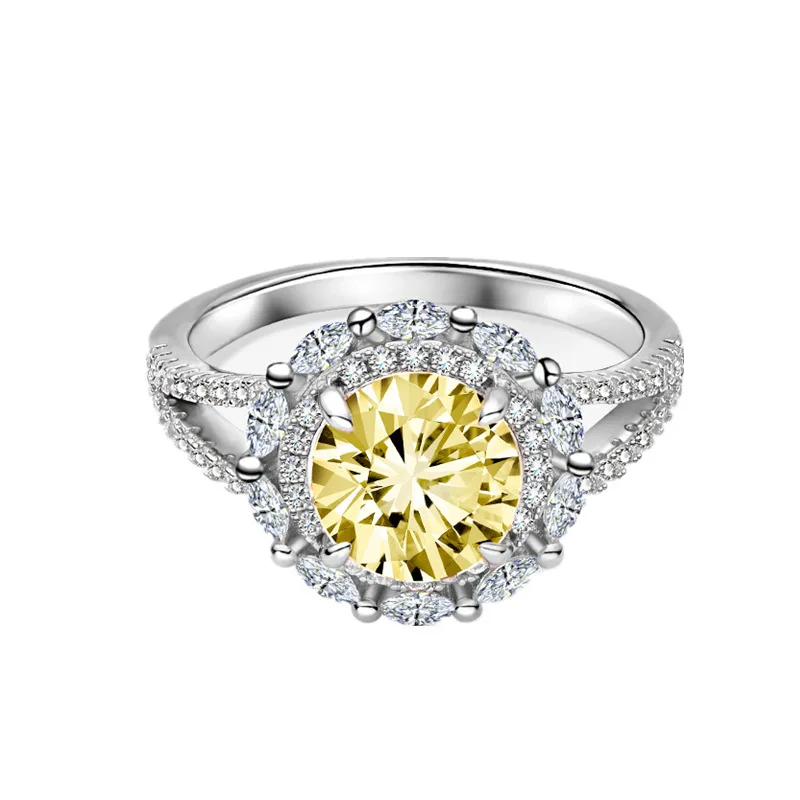 

European American Fine Jewelry Female S925 Sterling Silver Ice Flower Cut Ring