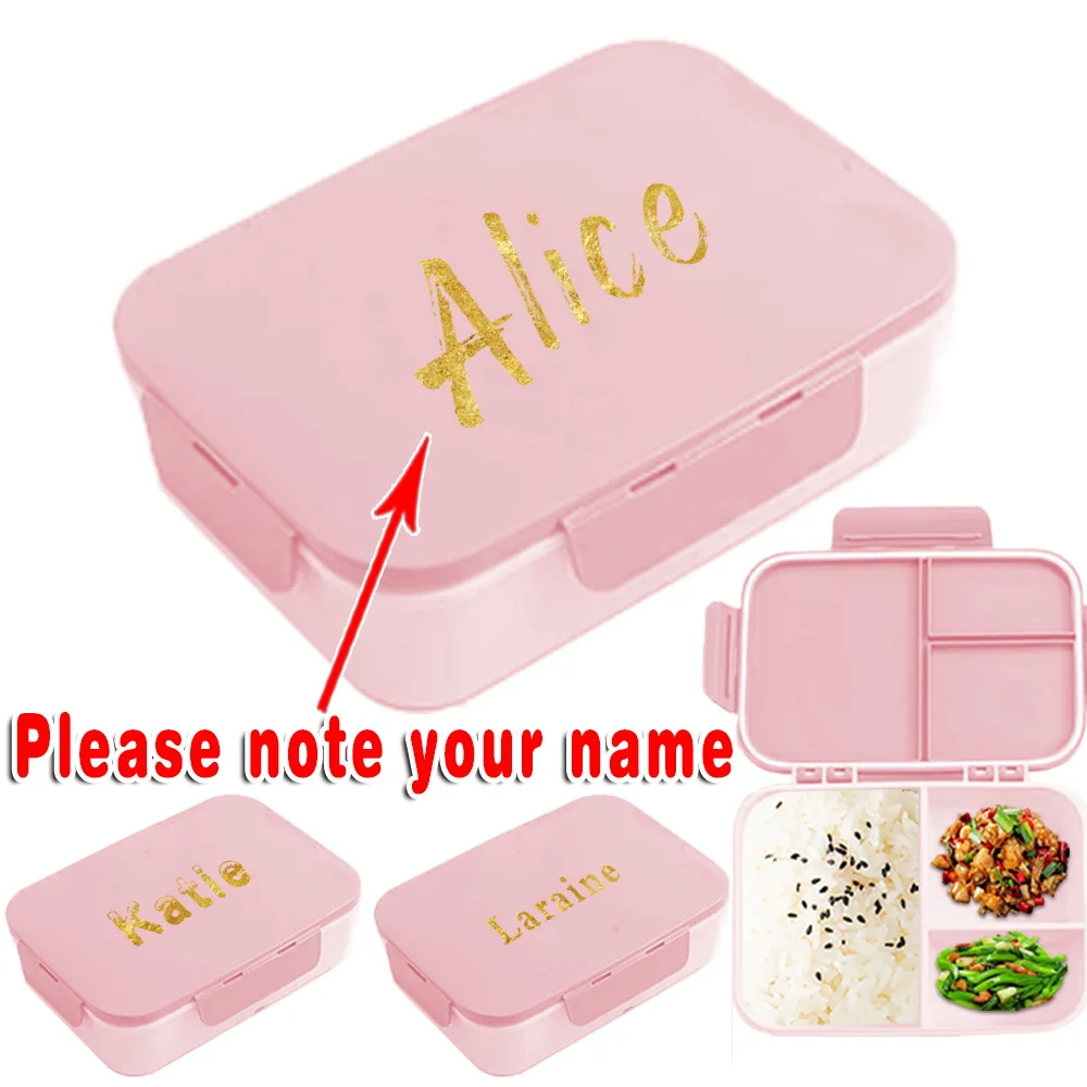 

Customized Name Leakproof Bento Case Portable Lunch Box with Lid Breakfast Holder Travel Storage Organizer Personalized Camping