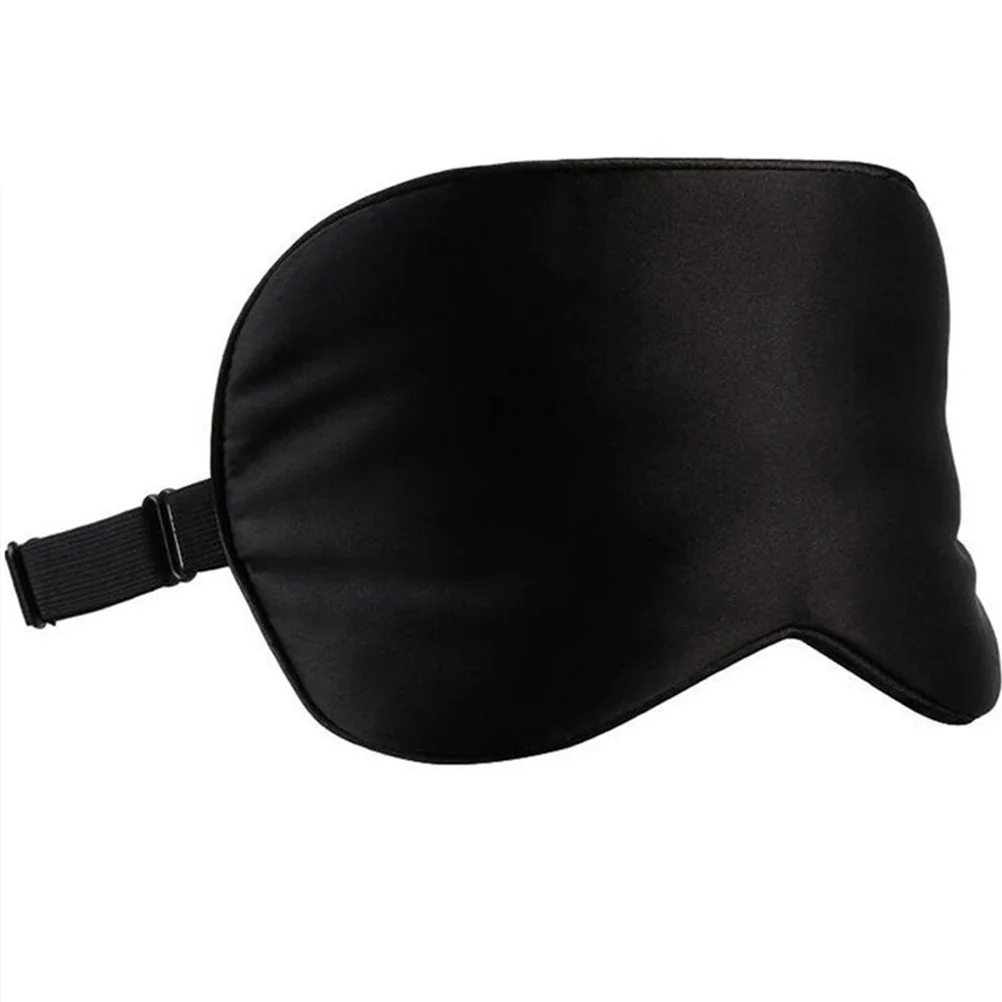 

Silk Sleeping Mask Black Adjustable Strap Eyeshade for Migraine Travel Nap Lightweight Breathable Sleep Blindfold Relaxation Eye