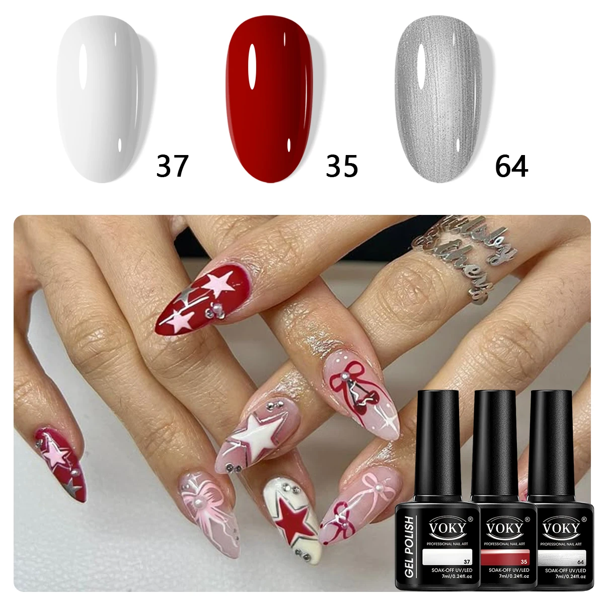 3-Piece Set of Multi-Style Gel Nail Polishes, Soak-Off Uv-Curing Nail Gel, Applies Smoothly and Evenly Without Brush Marks, Suitable for Commuting, Dating, Bridal Parties, and Other Occasions, Creating a Y2K Sweet Retro Nail Style