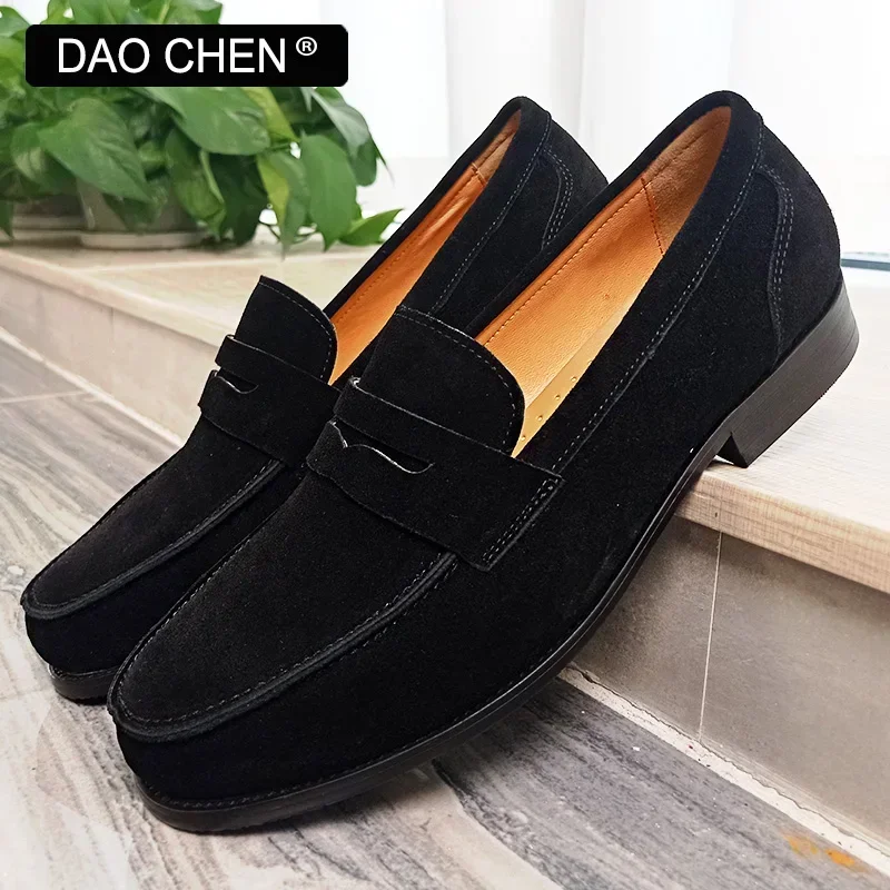 Luxury Brand Mens Suede Shoes Brown Black Slip On Loafers Men Casual Dress Shoes Wedding Offrice Banquet Shoes For Men