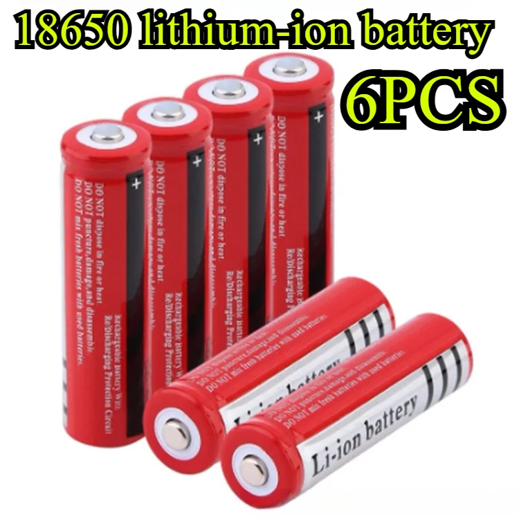 Batterie Lithium-ion Rechargeable 4800mAh 18650, 3.7V, avec pointe supérieure, cellule d'alimentation haute capacité pour lampe frontale/Vape/jouets, 6 pièces