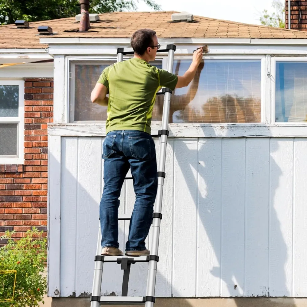 scala telescopica in alluminio - prolunga da 6,6 piedi, carico da 330 libbre, portatile per uso esterno e domestico