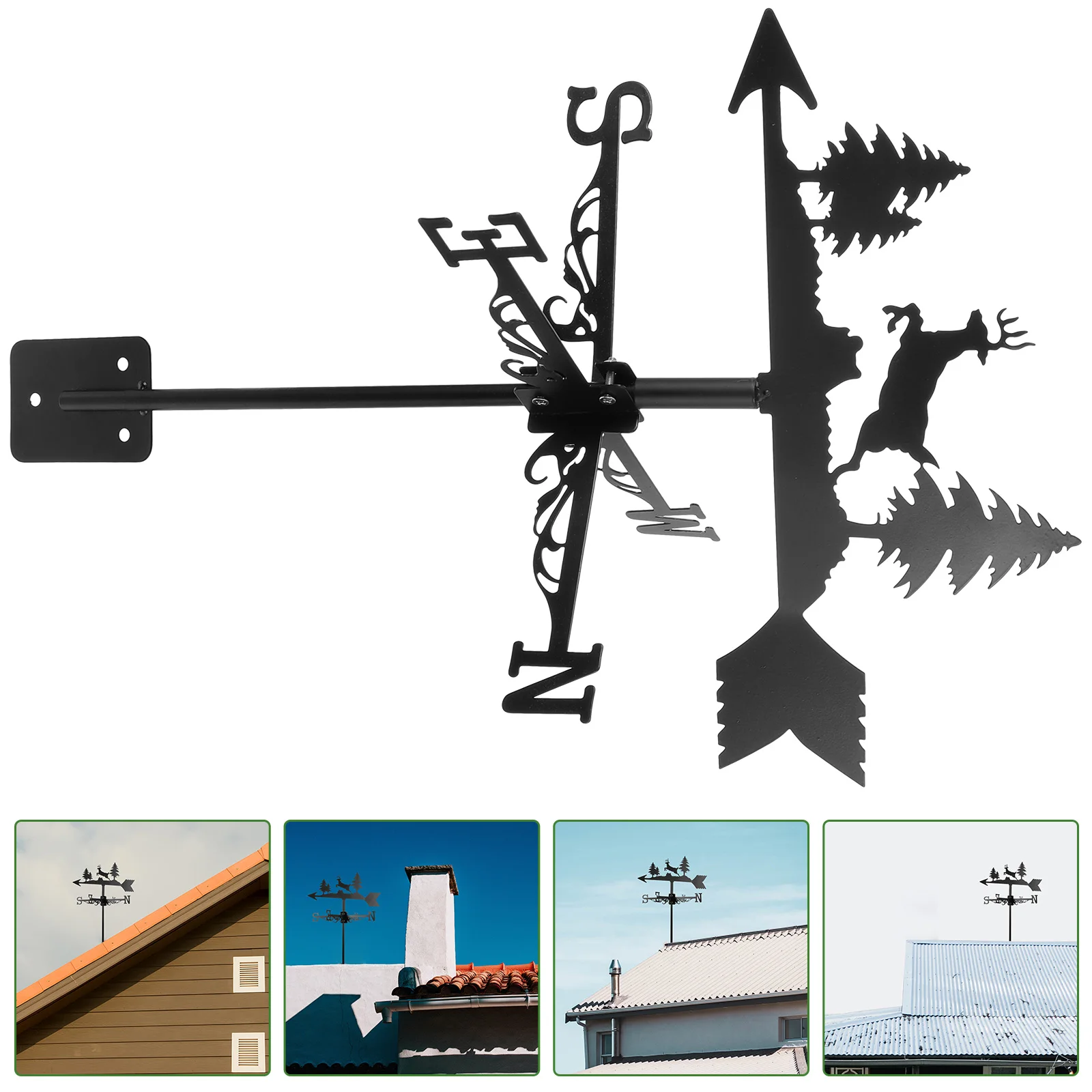 

Stainless Steel Deer Weather Vane Wind Direction Indicator Outdoor Garden Yard Decoration Iron Metal Roof Ground Weathervane