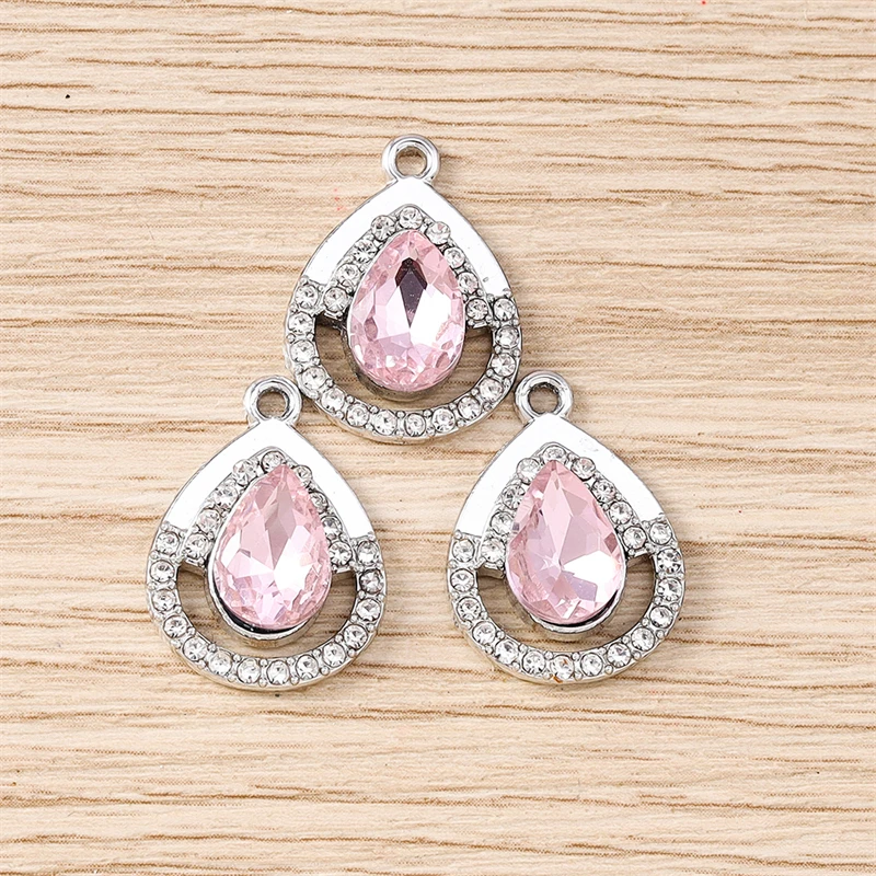 10 Stück, 15 x 20 mm, zarte Kristall-Wassertropfen-Anhänger zum Basteln von Schmuck, Ohrringen, Halsketten, Armbändern und als Accessoires für DIY-Geschenke. – Detail 3