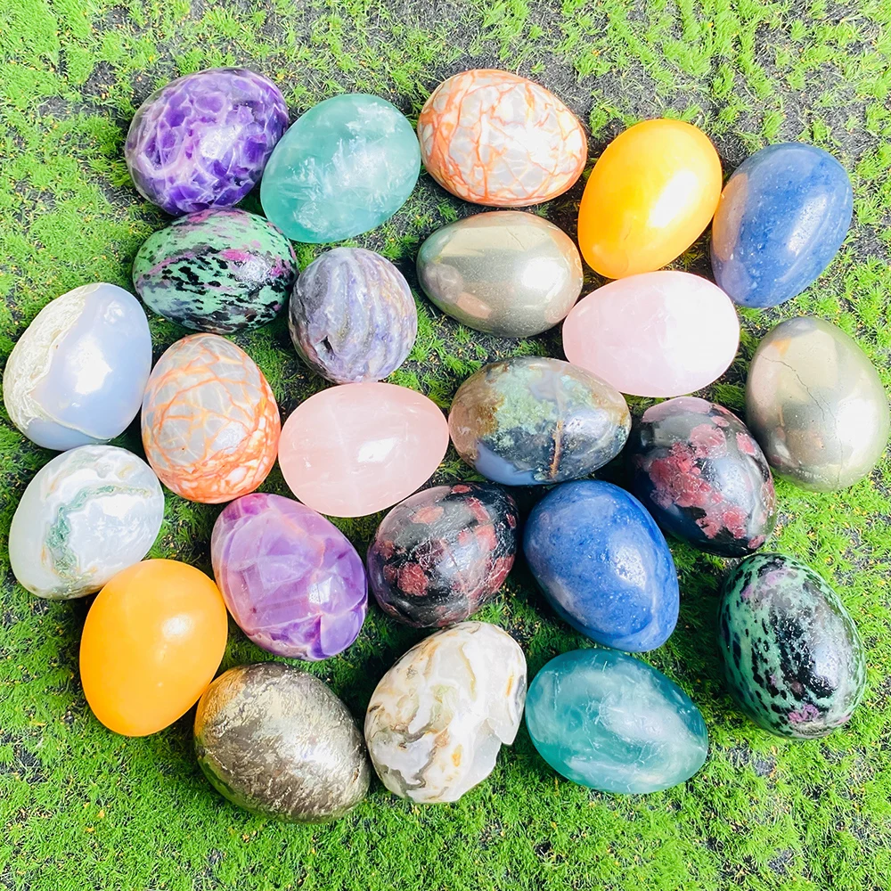 Craft And Art Difference - 天然素材の彫刻クリスタルエッグクォーツフィギュア1個、チャクラヒーリング、レイキ工芸品、家の装飾
