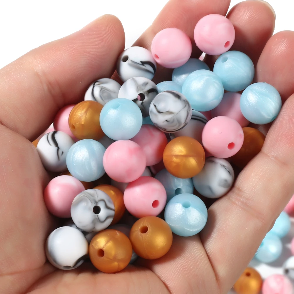 50/100Pcs 12mm Round Silicone Beads For Silicone Teething Necklace Food Grade Beads Baby BPA Safe DIY Silicone Teething Beads