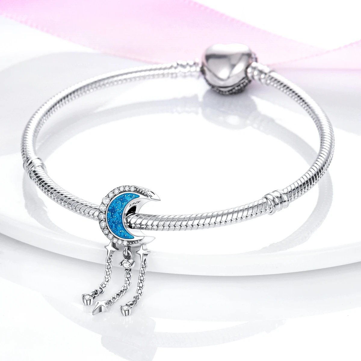 New 2024 925 Sterling Silver Colorful Moon Star Charms Beads 925 Original Bracelets Exquisite DIY Jewelry Women Party Gifts image 2