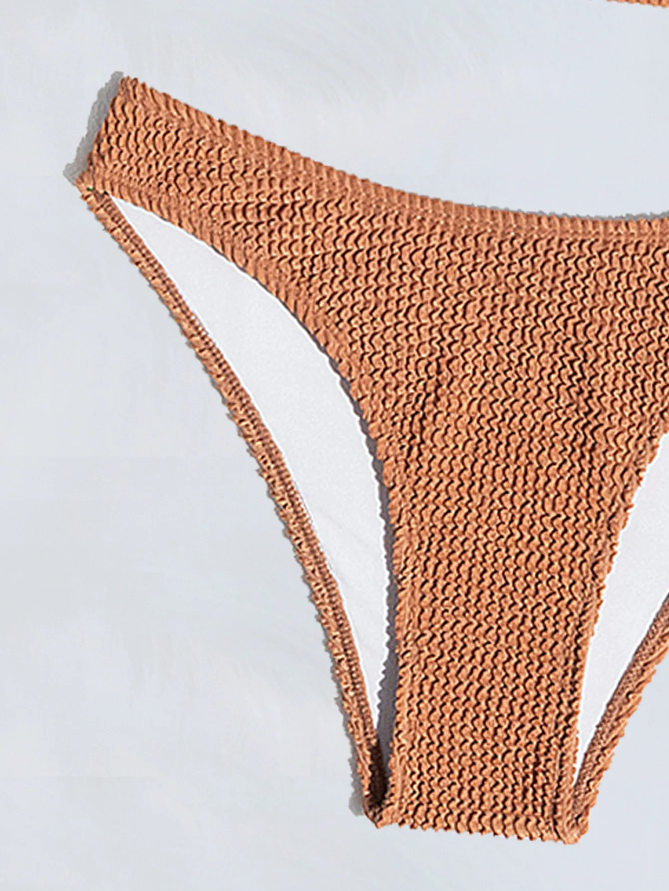 Женский однотонный коричневый купальник из 2 предметов, новый комплект бикини 2025 года, сексуальный купальный костюм с v-образным вырезом и открытой спиной, купальный костюм для пляжного отдыха