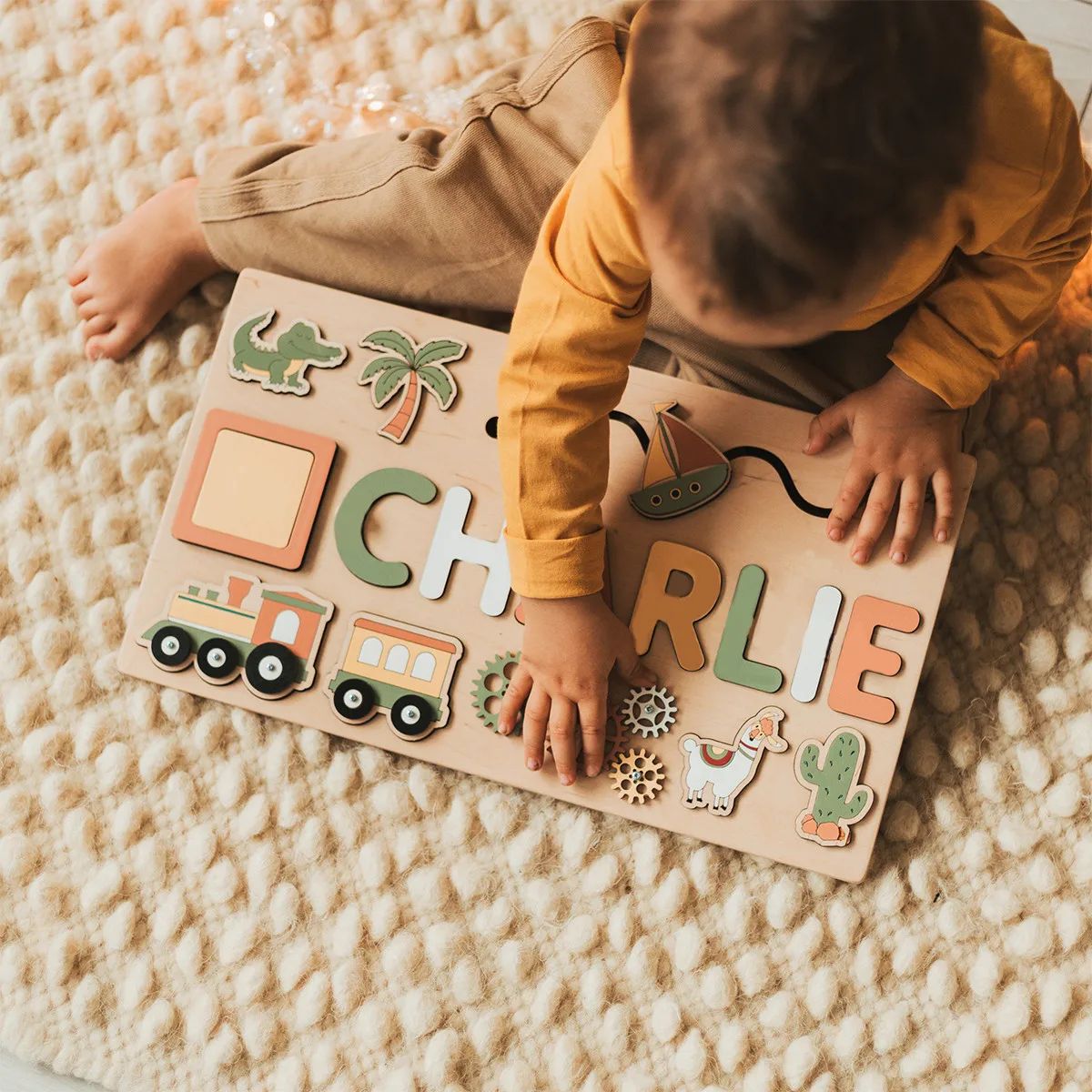 Puzzle en bois personnalisé avec premier nom, jouets éducatifs pour tout-petits, cadeaux d'apprentissage précoce pour enfants, jouet pour bébé, cadeau pour garçon et fille