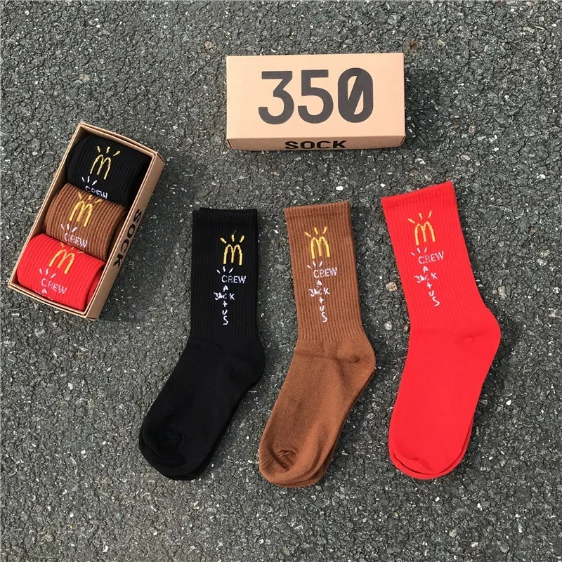 Travis Scott Men's socks Letters Sports Sock Couple Cotton Comfortable Funny Hip Hop Socks 3 Pair/box gifts for men Funny socks