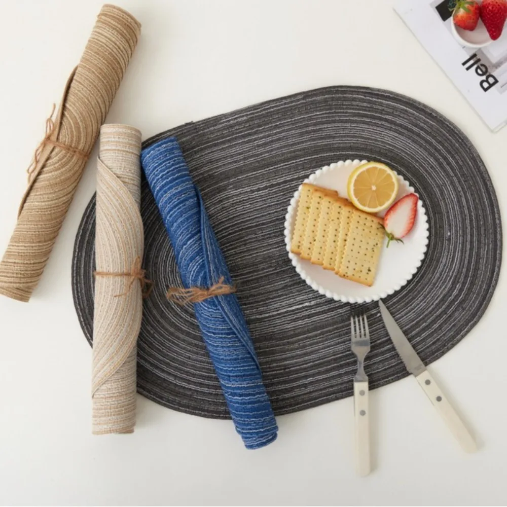 الإبداعية البيضاوي وسادة مقاومة للحرارة المنسوجة يدويا عدم الانزلاق الجدول الحصير الوقايات قابل للغسل مضفر الجدول مكان الحصير لطاولة الطعام #3