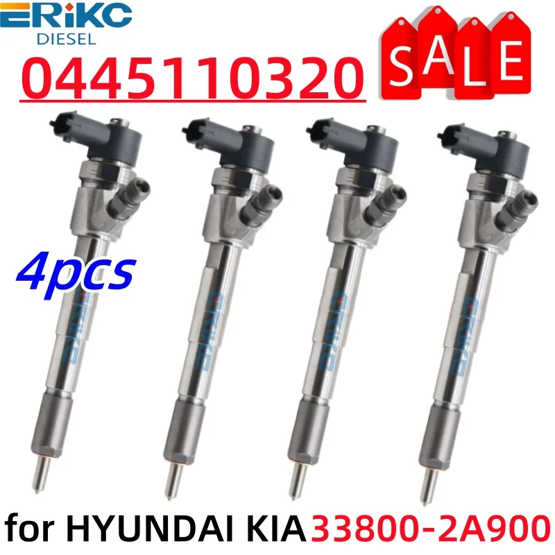 4PCS  0445110319 Common Rail Injector 0445110320 Fuel Injector 33800-2A900 Diesel Sprayer 0 445 110 319 For HYUNDAI/KIA CAR