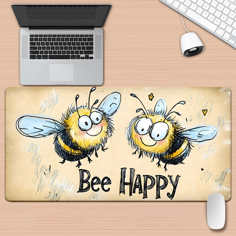 

Милый коврик для мыши с пчелой, большой игровой коврик XXL, расширенный настольный коврик с мультяшным декором в виде пчелы для офиса и дома