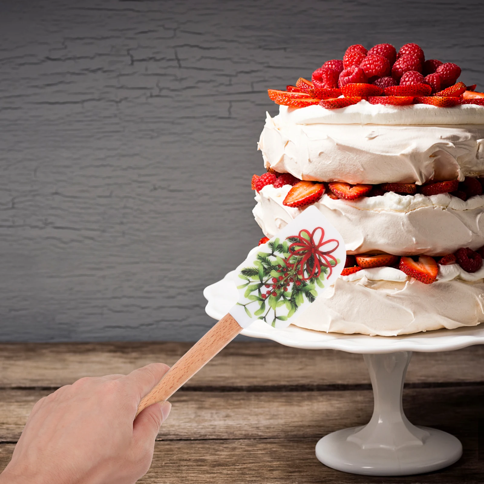 

3Pcs Small Silicone Spatula Set with Wooden Handle Smooth Comfort Grip Baking Pastry Tools for Jam Butter Scraping Decorative