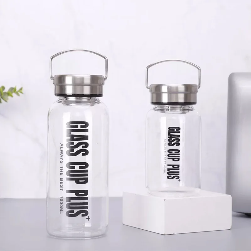 600/1000/1500/2000ML Large Capacity Portable Borosilica Glass Tea Infuser Bottle of Water with For Water Outdoor Travel Tea Mug