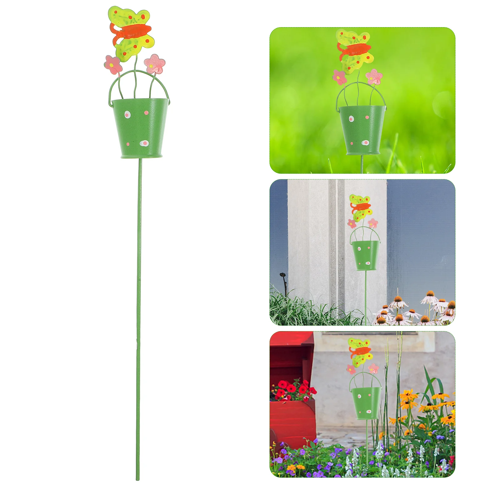 Flower Pot Stakes Metal Holder Plant Flowerpot Garden Inserted Decor Decoration