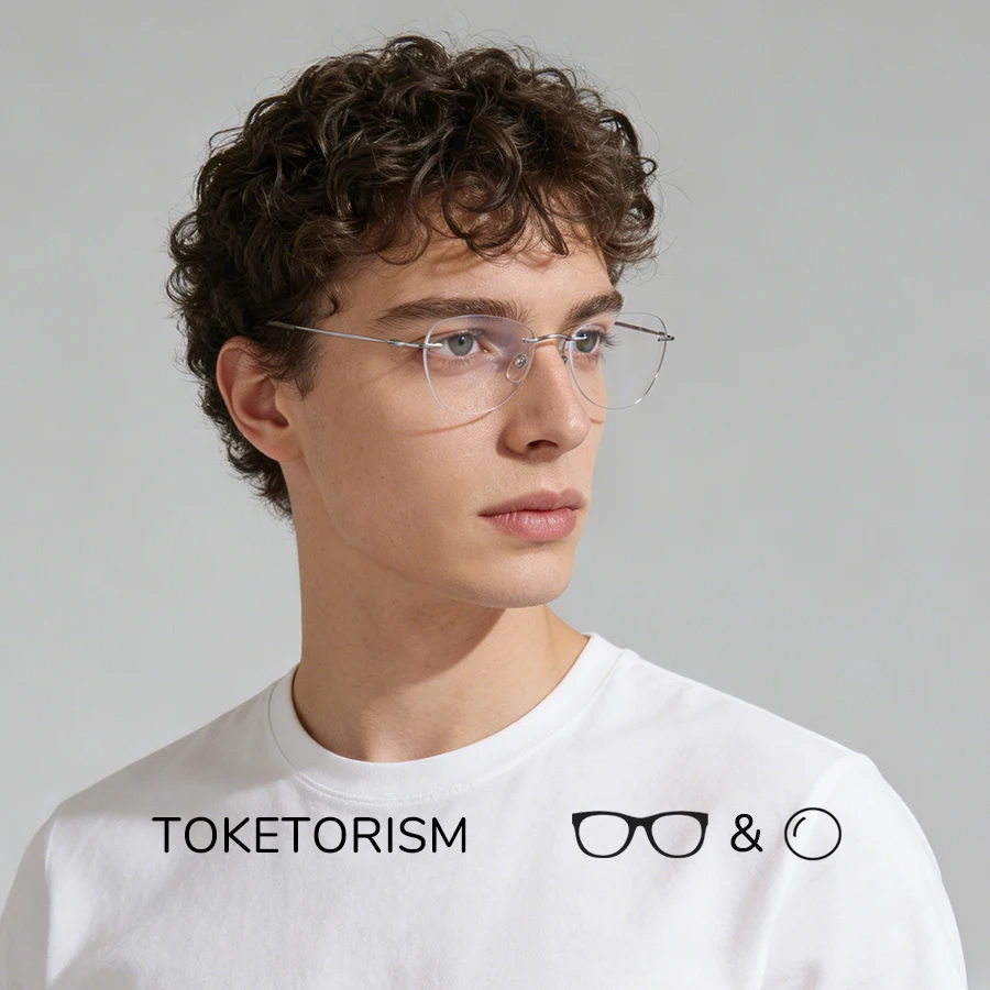 

Модные овальные очки без оправы Toketorism для женщин и мужчин с прогрессивными мультифокальными линзами