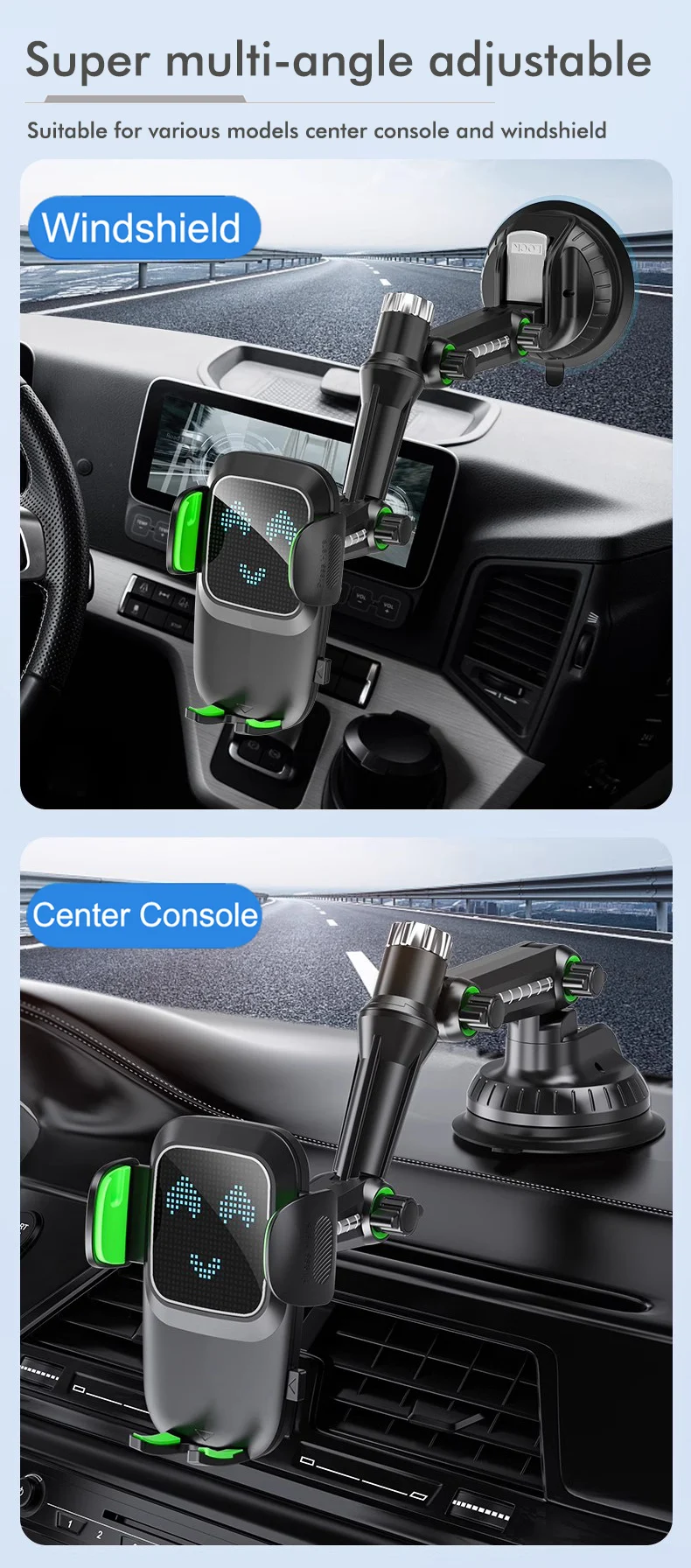 Saugnapf-Handyhalterung für Windschutzscheibe/Armaturenbrett/Fenster, Universelle Saugnapf-Auto-Handyhalterung mit Klebegel-Pad Kompatibel – Detail 3