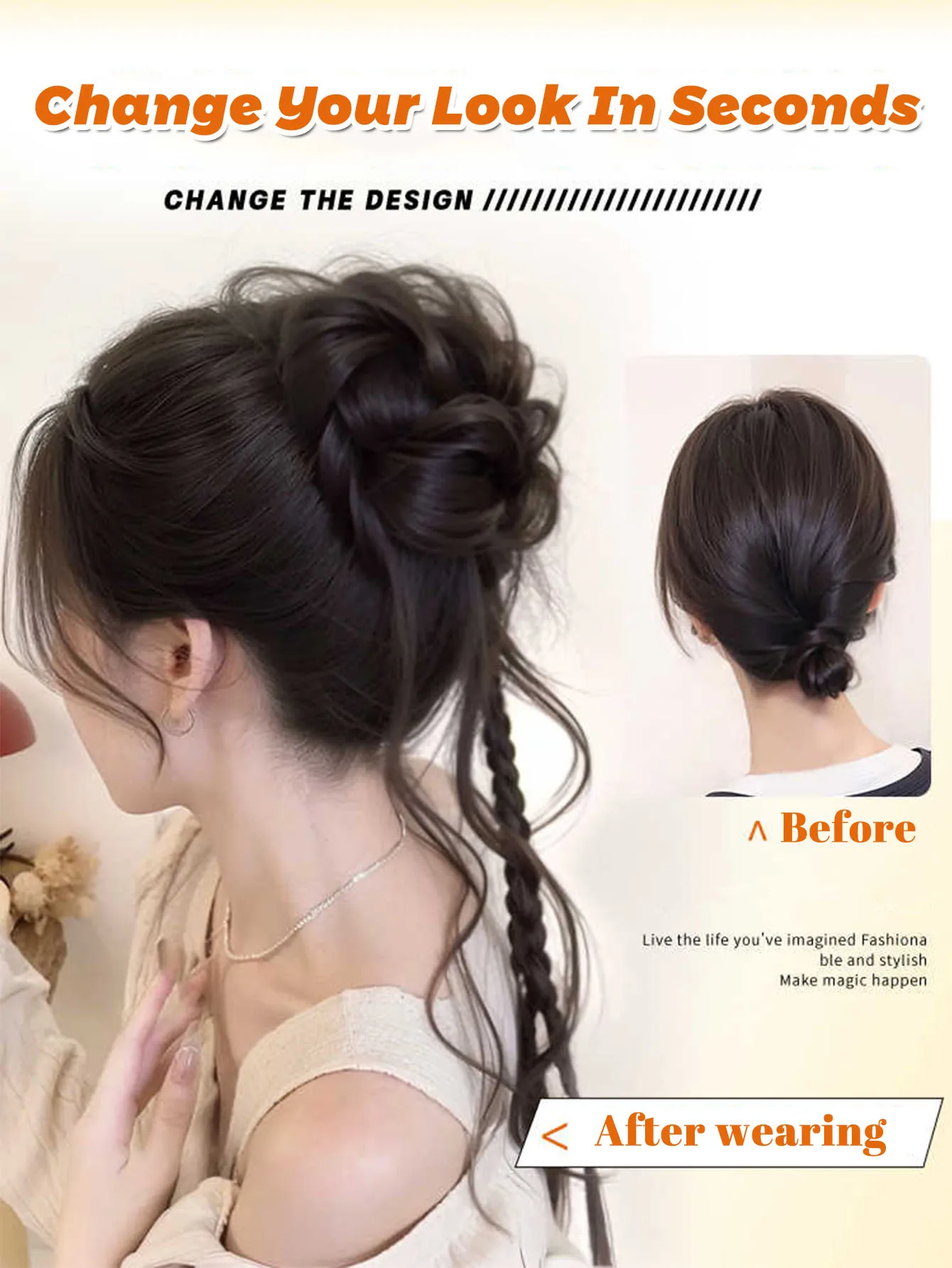 Synthetic Hair Bun Chignon Y2K Braid Messy Curly Hair Band Elastic Scrunchy False Hair Pieces For Women Hairpins Black Brown