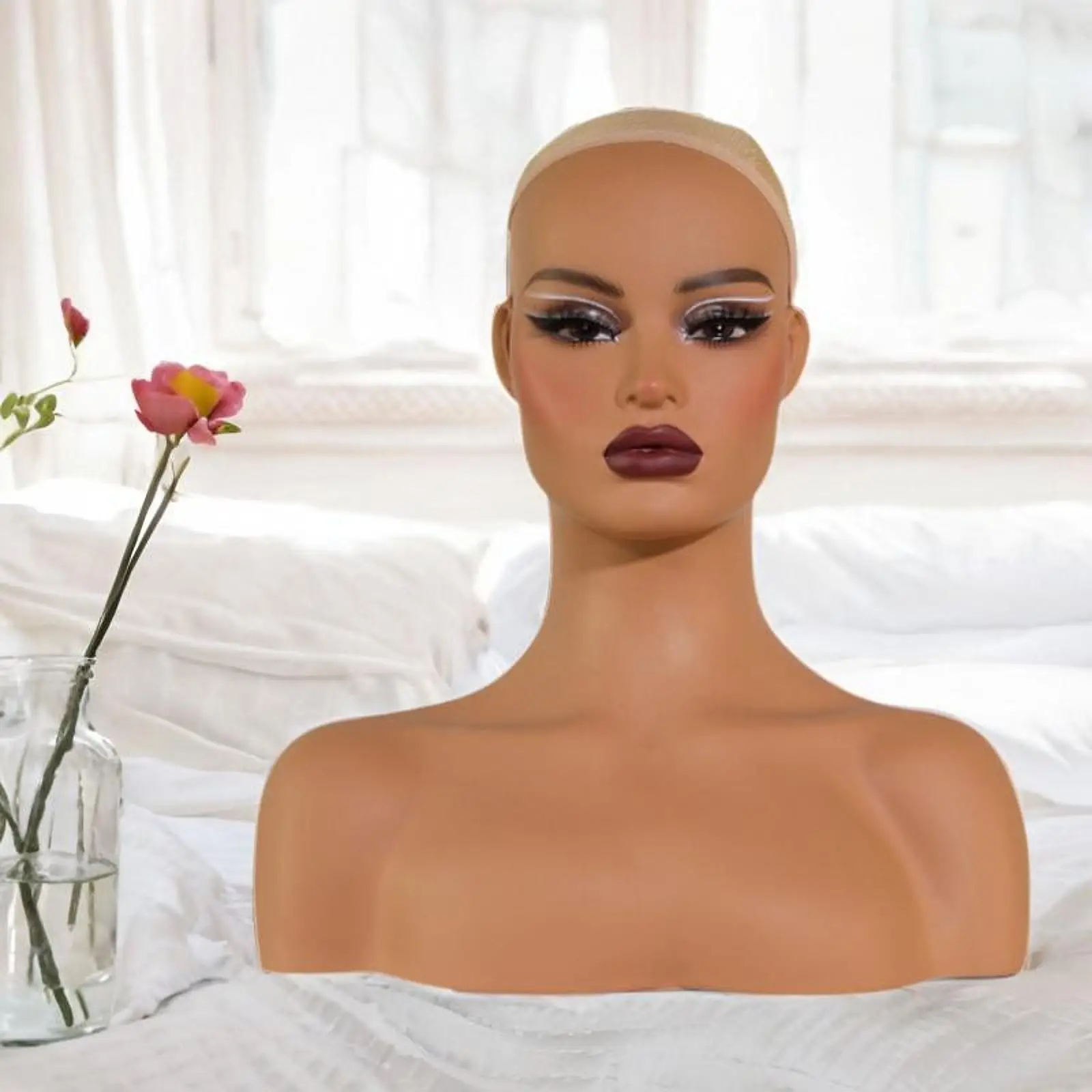 Mannequin Head with Shoulders Manikin Head Bust Doll for Wig,Makeup,Beauty Accessories Displaying