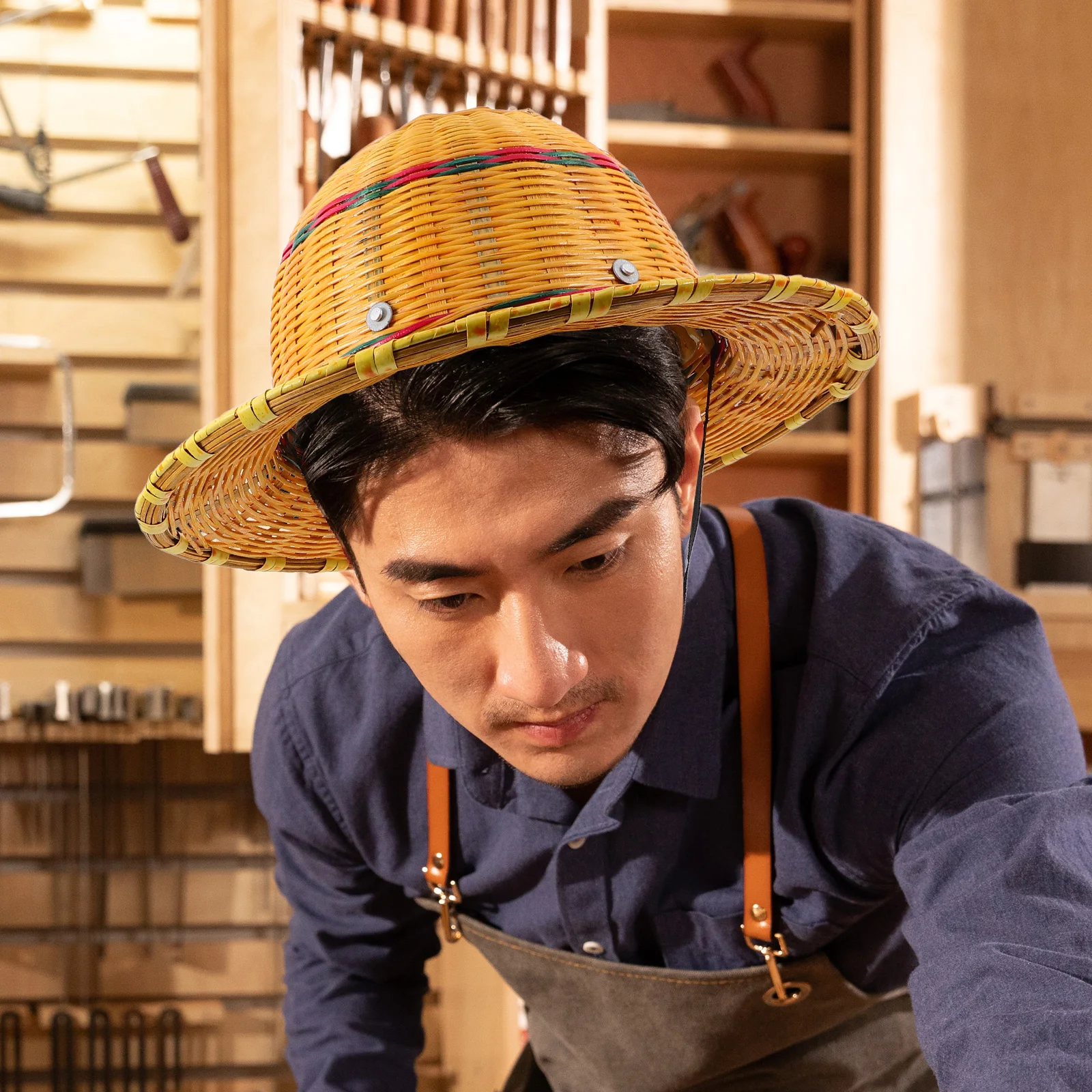 

Bamboo Safety Sun Hat for Construction with Enlarged Brim Breathable UV Protection Outdoor Cooling Cover Lifeguard Hats