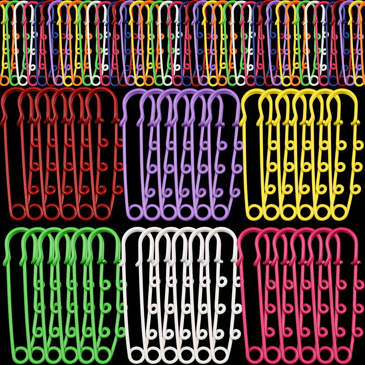 2~20pcs Zinc Alloy Large Safety Pin Brooches Vibrant Assorted Colors Eco-Friendly Painted DIY Jewelry Making Crafting Supplies