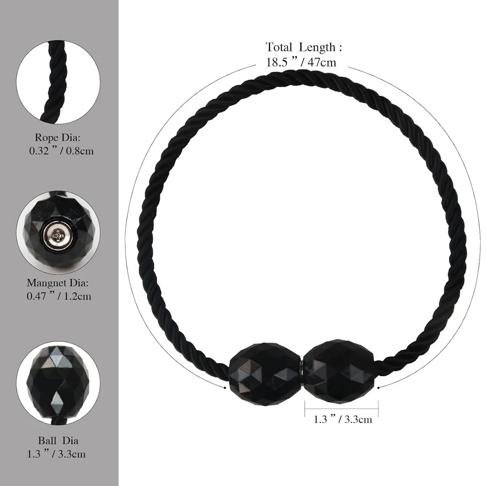 Magnetic Curtain Tiebacks 2 Pack Decorative Tie Backs Elegant Curtain Holdbacks Magnetic Curtain Clip for Drapes