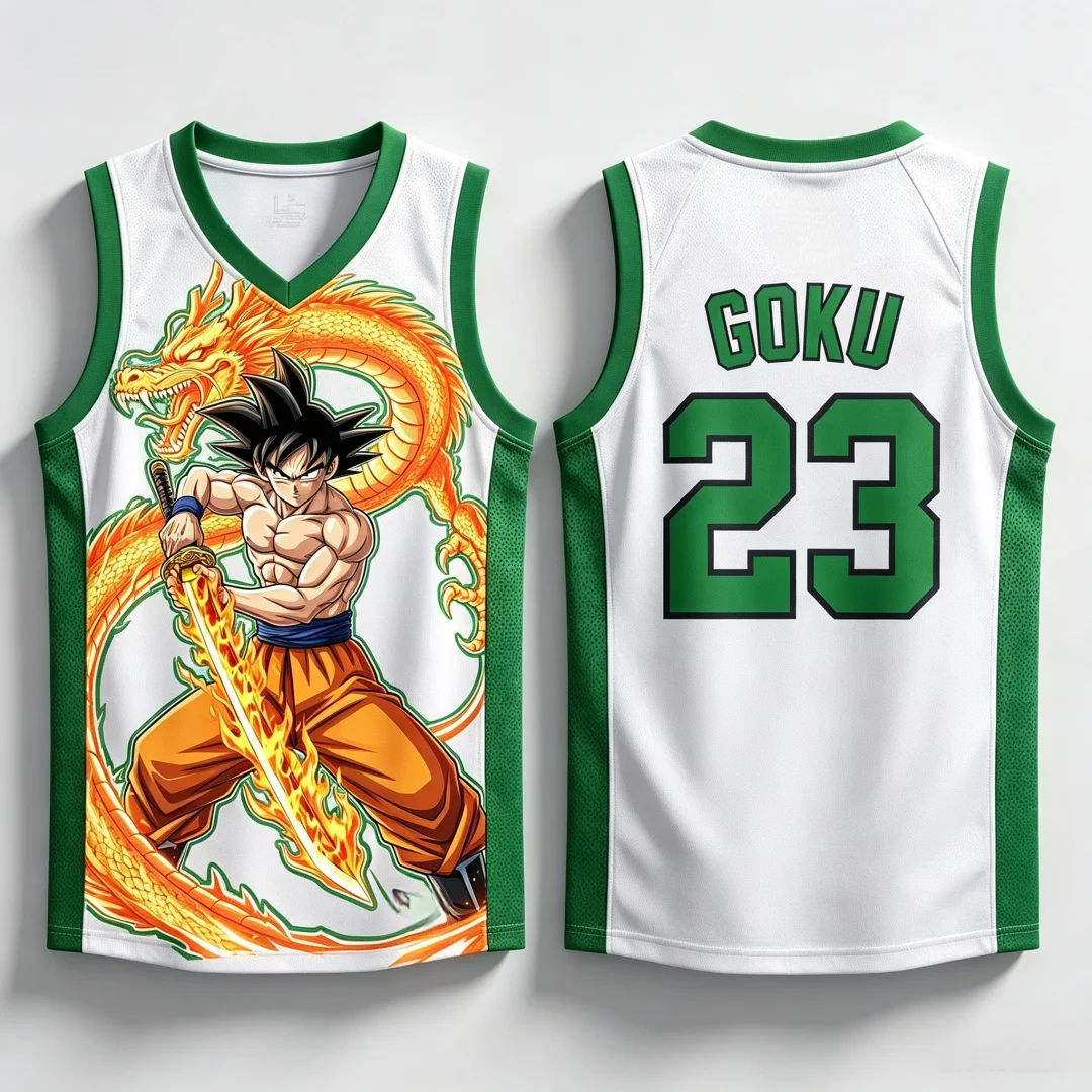 Dragon Ball Goku Samurai Shenron Basketball-Trikot für Herren, 3D-Druck, Sportweste, Anime-Streetwear-Tanktop, passende Familien-Outfits – Detail 10
