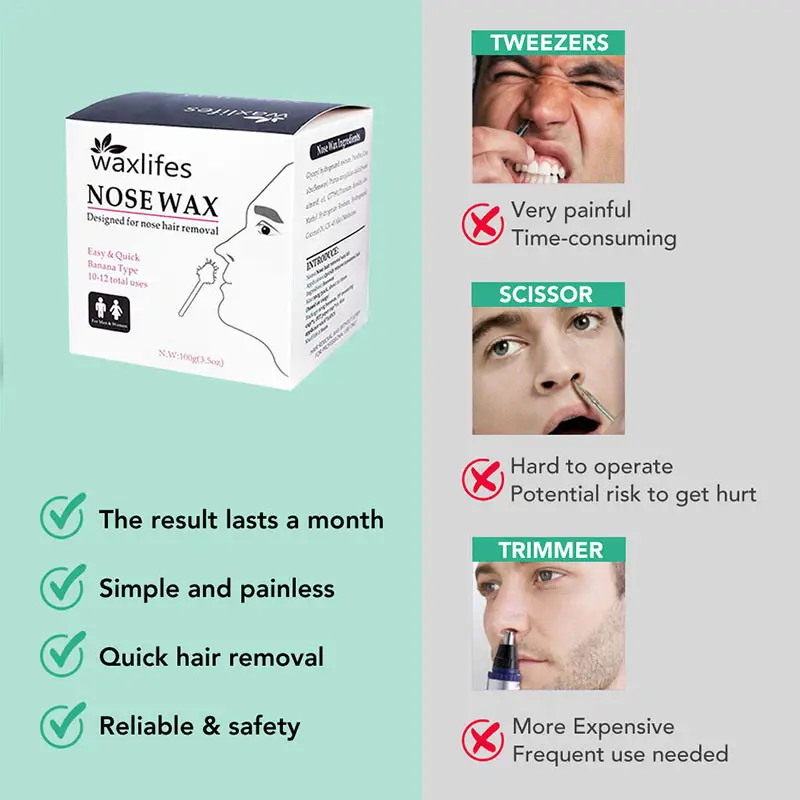 Painless Nose Hair Removal Wax Kit Home Beauty Nose Ear Depilator Waxing Tools Nose Ear Lips Hair Cleaning Wax Beads Set Safety - Image 3