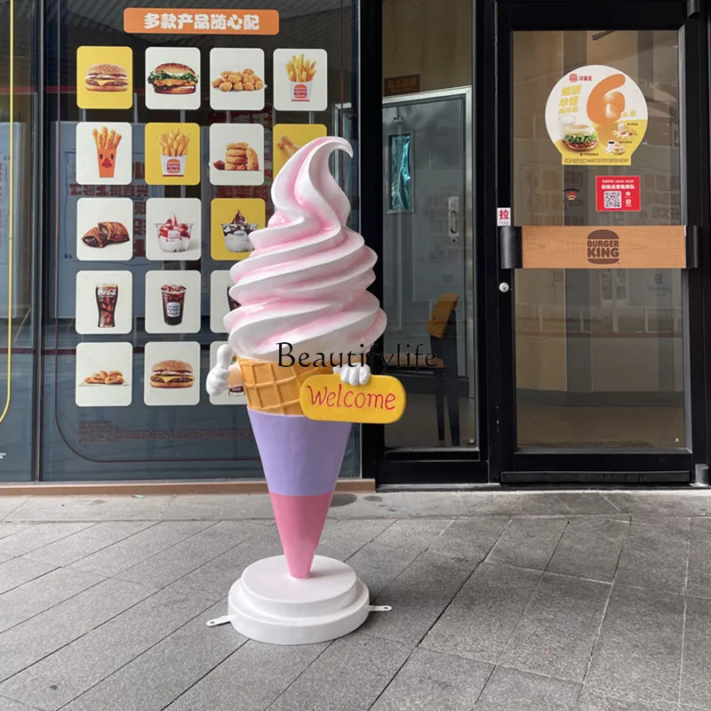 

Ice Cream Sculpture Ornament Glowing Ice Cream Wall Hanging Ice Cream Model Large