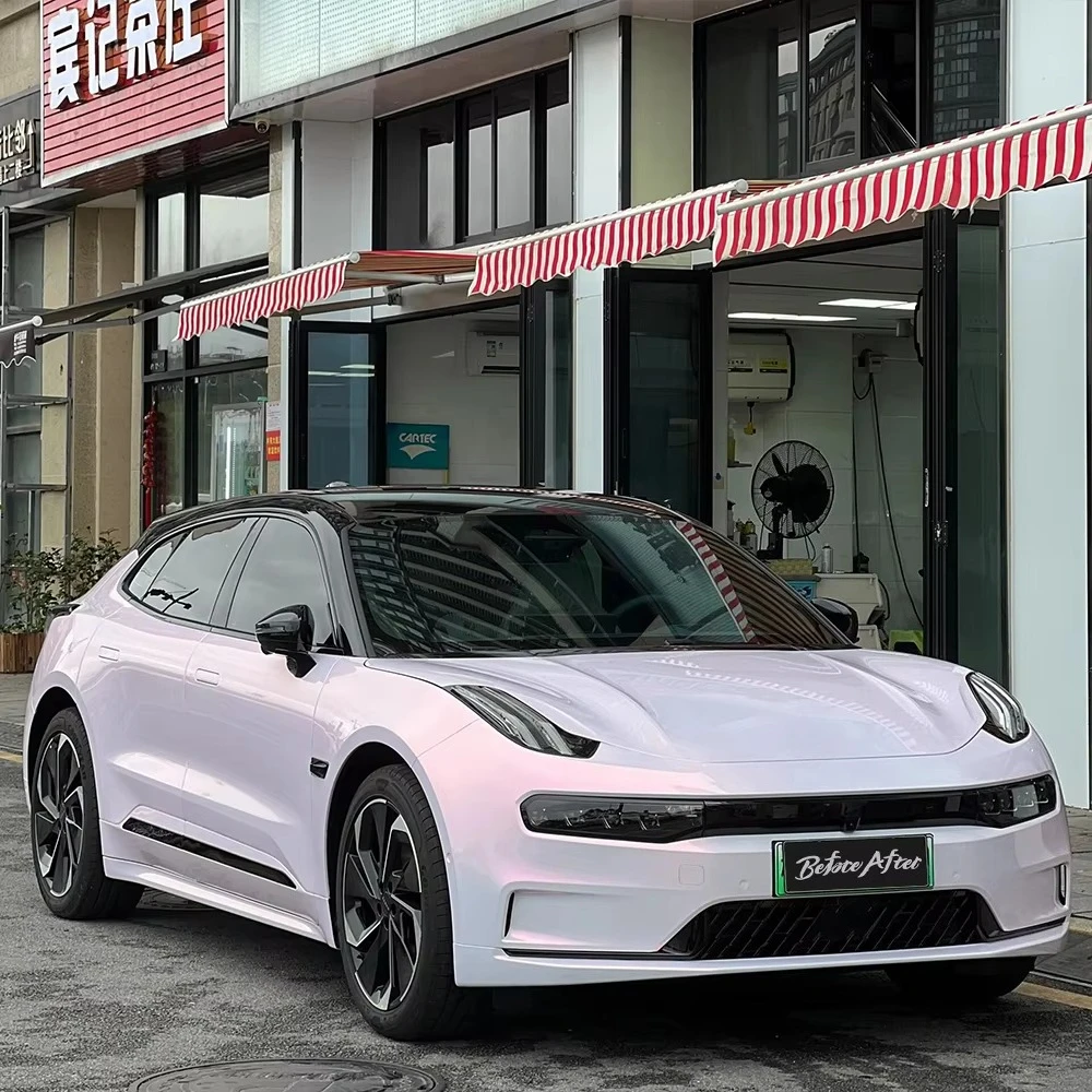 Air Bubble Free Chameleon Gloss Metallic White Pink Iridescent Car Vinyl Wrap Glitter Holographic Rainbow Auto Wrapping Film view 5