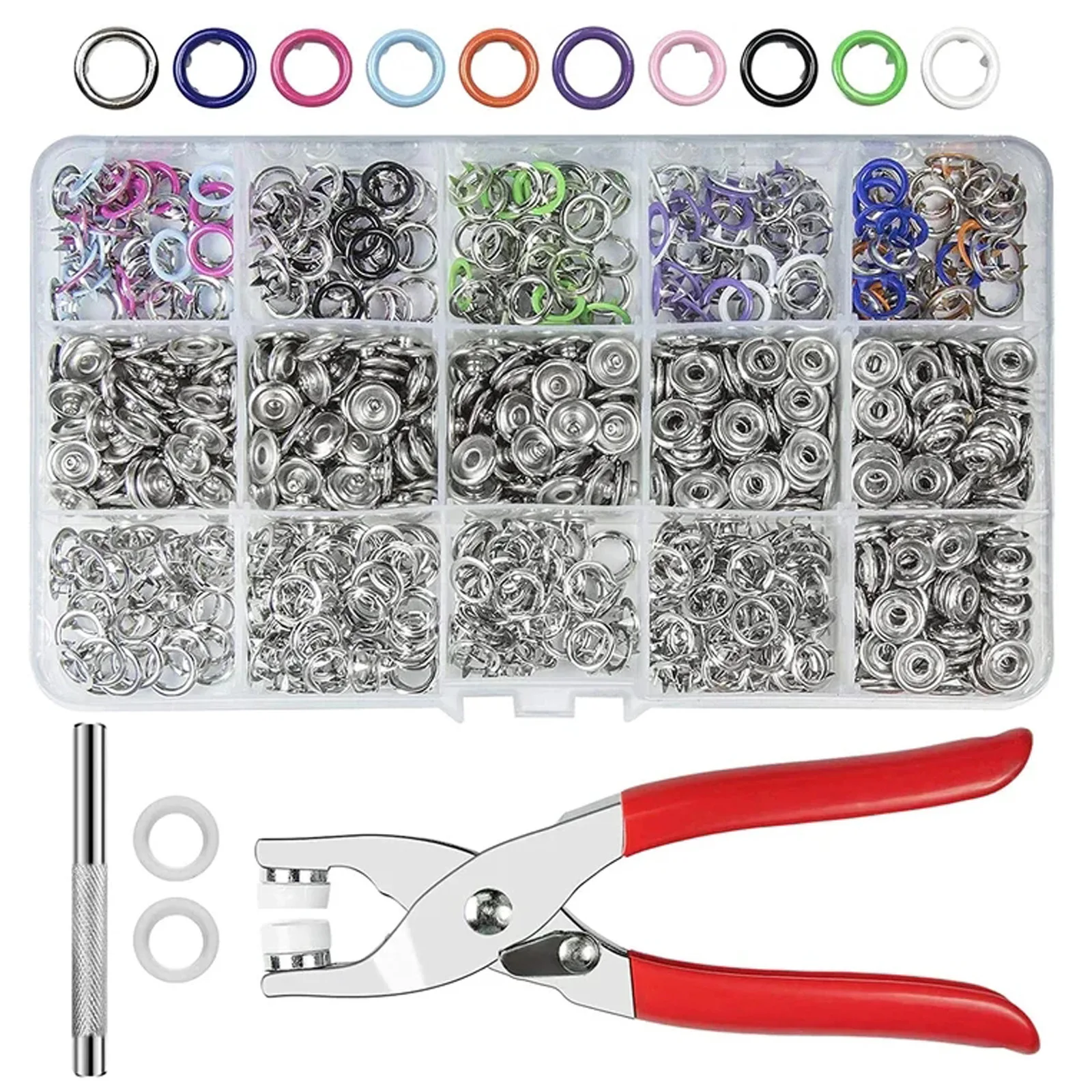 

DIY Crafts Snaps Buttons Metal with Fastener Pliers Press Tool Kit 200 Sets for Sewing and Crafting