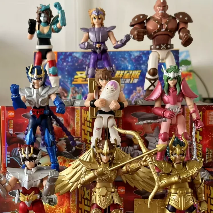 Original Saint Seiya Animation Peripheral Toys Galaxy Version Gold Cloth Aiolos Shura Ikki Shun Movable Model Toy Christmas Gift