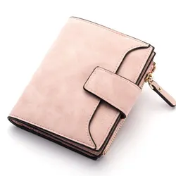 Portafogli corti da donna di colore solido di moda nuova piccola cerniera porta carte di credito femminile di qualità in pelle PU sottile borsa semplice