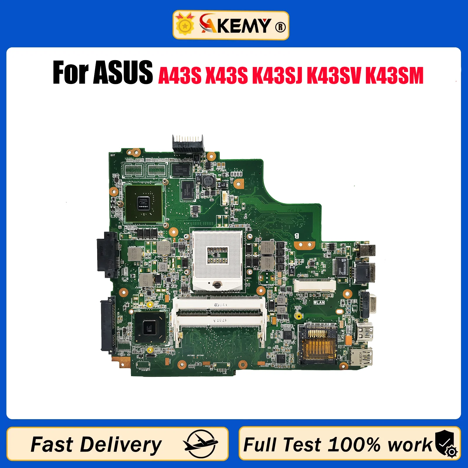 

K43SV Материнская плата для ноутбука ASUS K43S A43S X43S K43SJ K43SV K43SD K43SM Материнская плата для ноутбука в наличии 100% тестирование ОК быстрая доставка