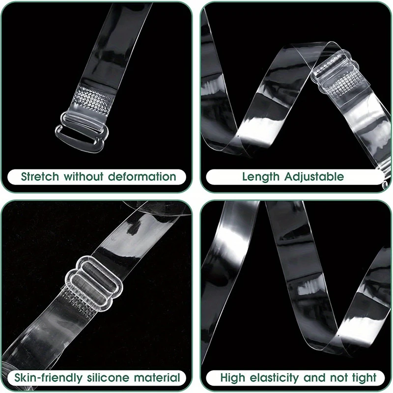 FallSweet 2/4/10/20PCS Adjustable Invisible Clear Bra Straps for Women  Transparent Elastic Shoulder Belt Lingerie Accessories image 6
